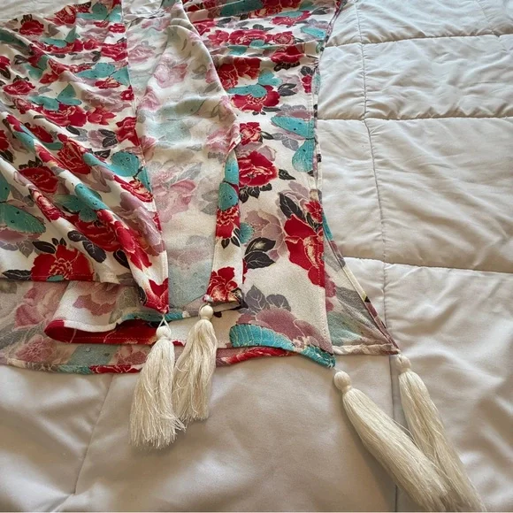 L.I.F.E. Love Is For Eternity Floral Kimono Duster Oversized L - Picture 4 of 9